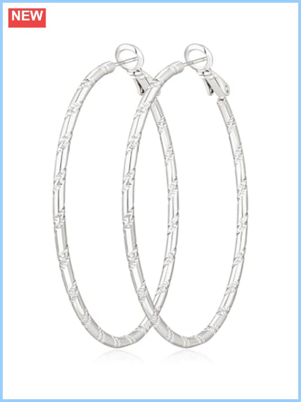 2mm Thin Sterling Silver Post Hoop Earrings Bamboo Design Lightweight